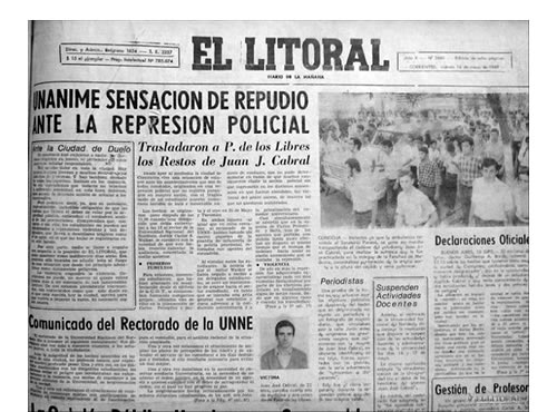 Diario El litoral informando sobre el Correntinazo